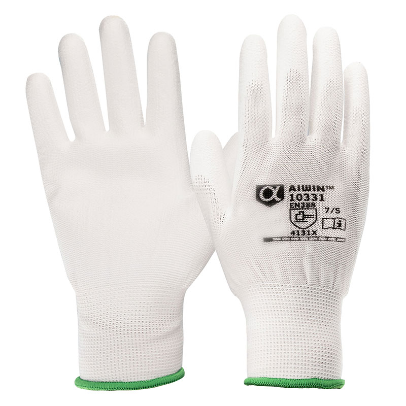 Affordable polyester PU palm-coated gloves